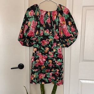 For Love and Lemons Floral Satin Dress